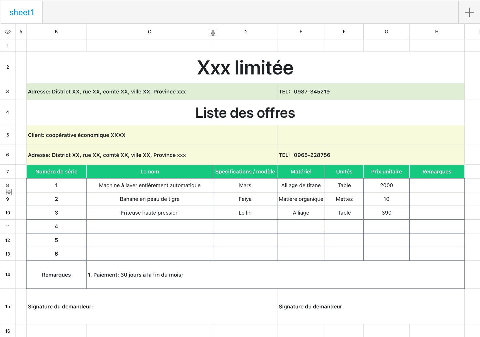 Liste d'offre 2